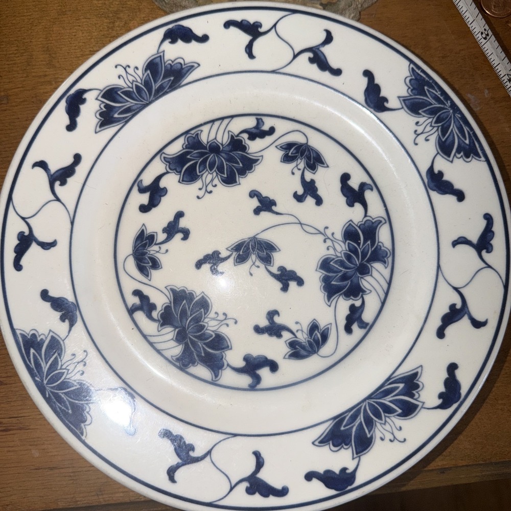 Chinese Blue & White Porcelain Koi Fish Carp Salad Plates Vintage Set Of 4 -9"